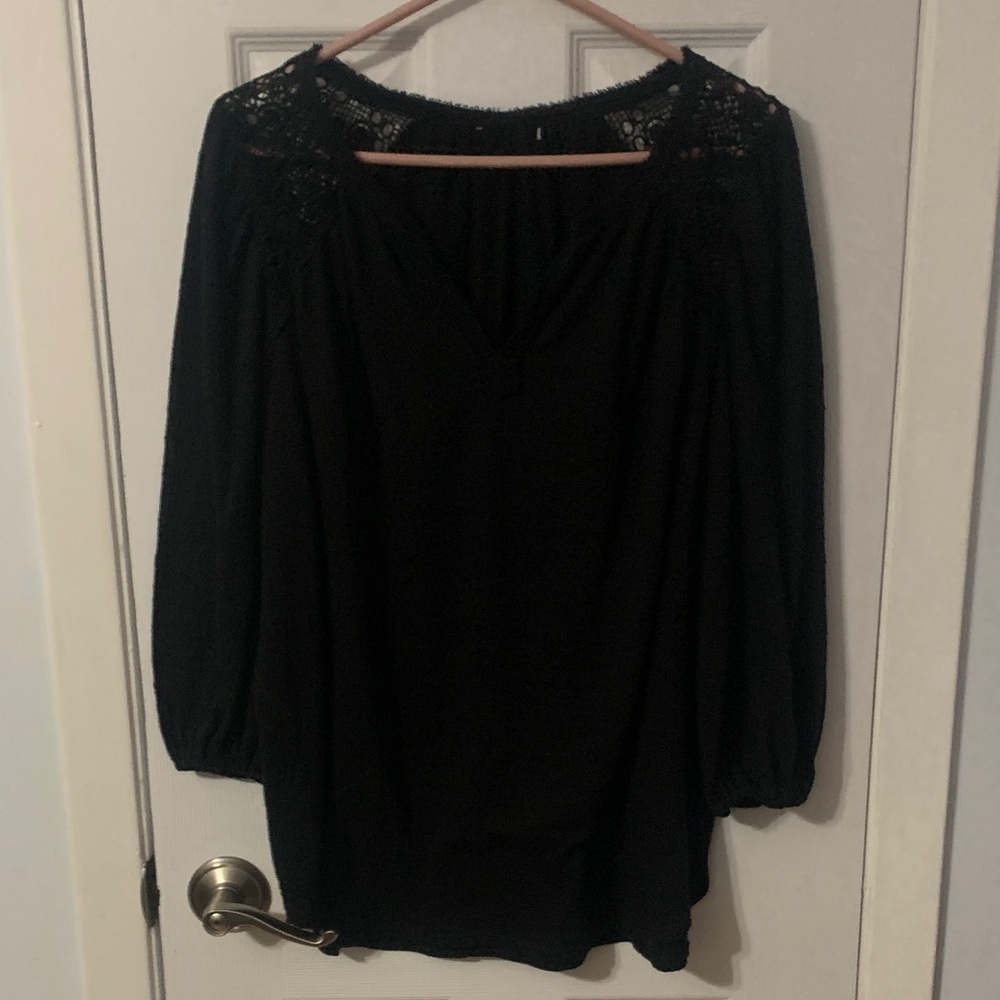 Crocheted  Black Lace Women's Blouse. Tags are missing